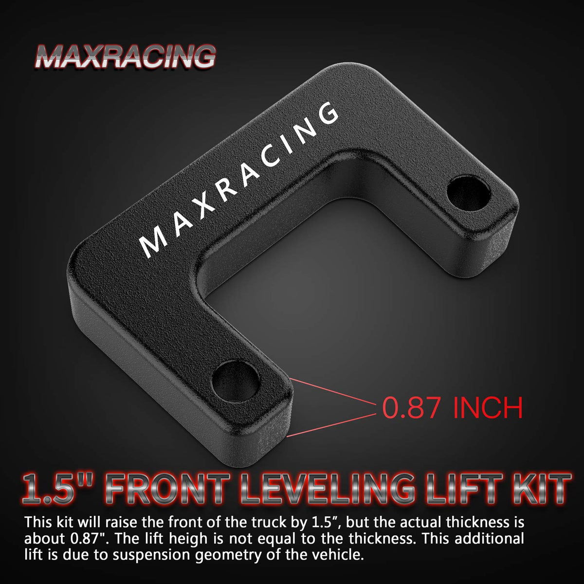 MAXRACING before and after stance comparison showing leveled front and enhanced truck appearance