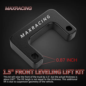 MAXRACING before and after stance comparison showing leveled front and enhanced truck appearance