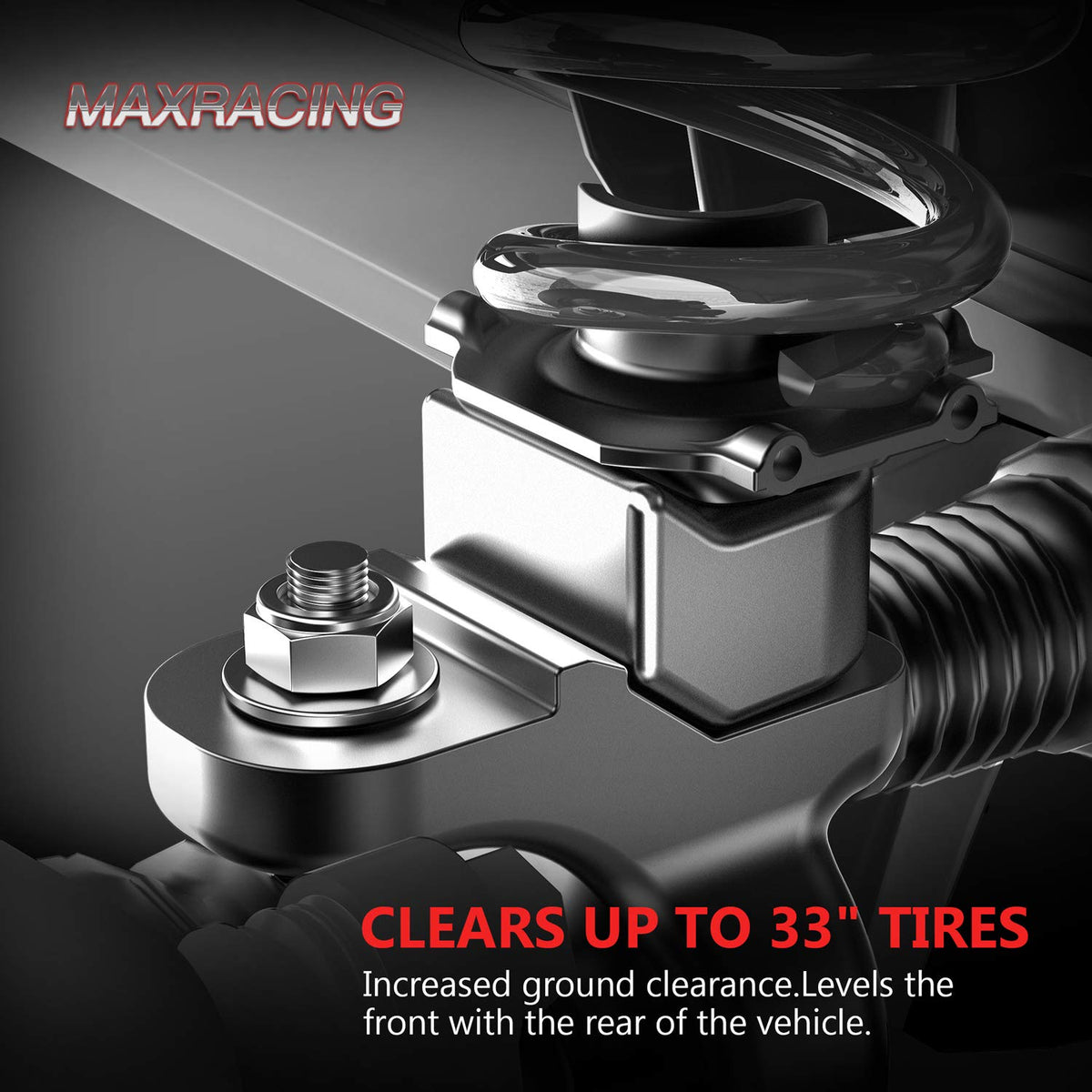 MAXRACING billet aluminum spacer closeup highlighting durable construction and corrosion resistance