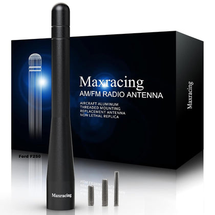MAXRACING front view antenna showing low-profile design and sleek look