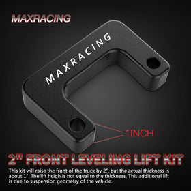 MAXRACING installed view on truck front showing leveled stance benefit