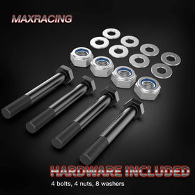 MAXRACING labeled parts layout displaying included hardware for quick install