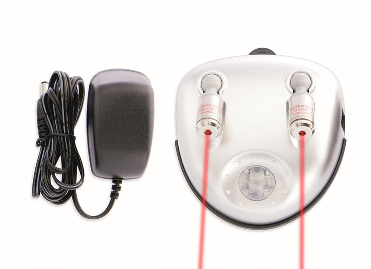 MAXSA dual laser front view showing silver housing and dual beams for precise parking
