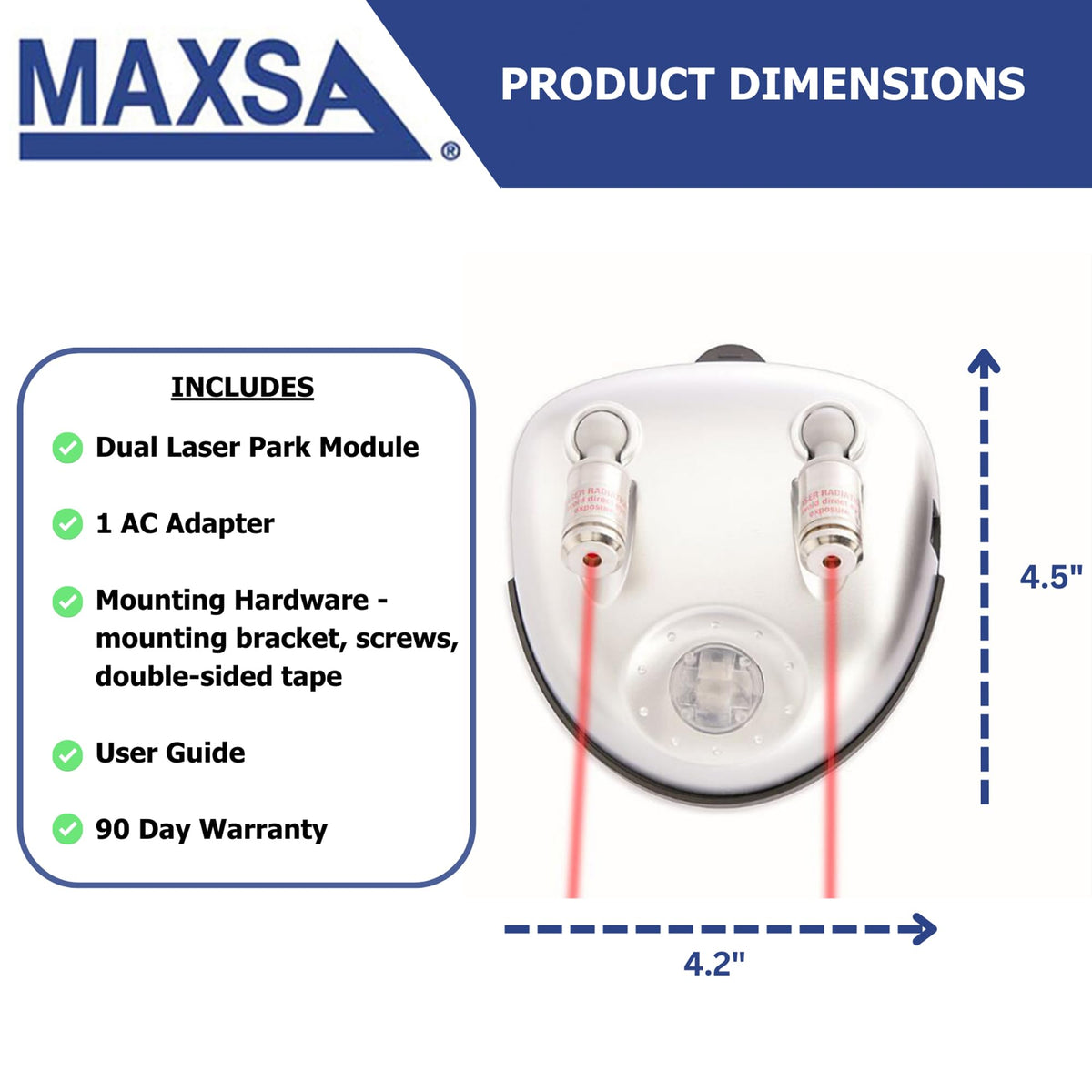 MAXSA power and hardware accessories including adapter, screws, and adhesive for easy installation