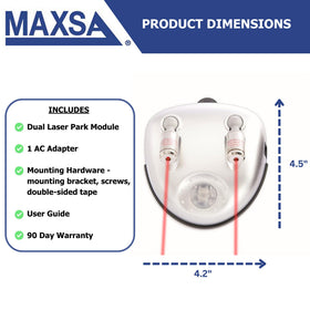 MAXSA power and hardware accessories including adapter, screws, and adhesive for easy installation