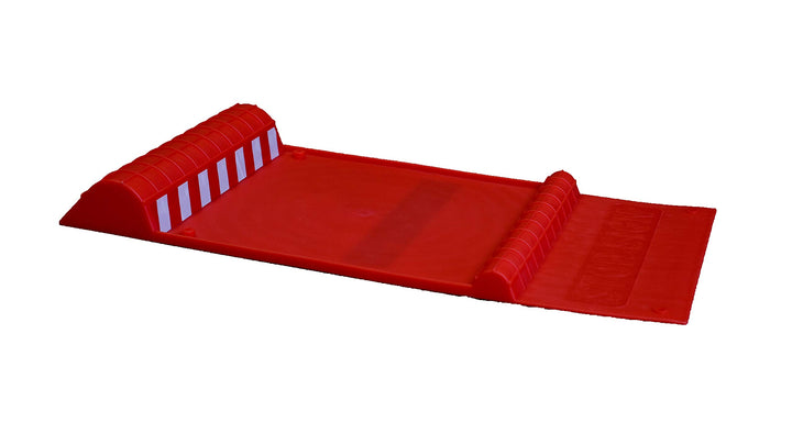 Maxsa front view of red Park Right mat showing placement and protection