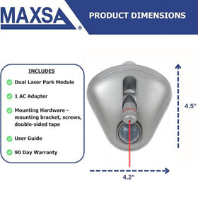 Maxsa Innovations close-up of laser emitter showing clear red dot for precise parking