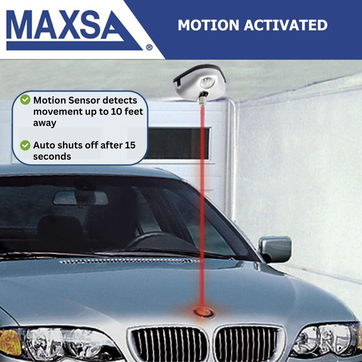 Maxsa Innovations Park Right shown with car for scale to illustrate accurate bumper stop point