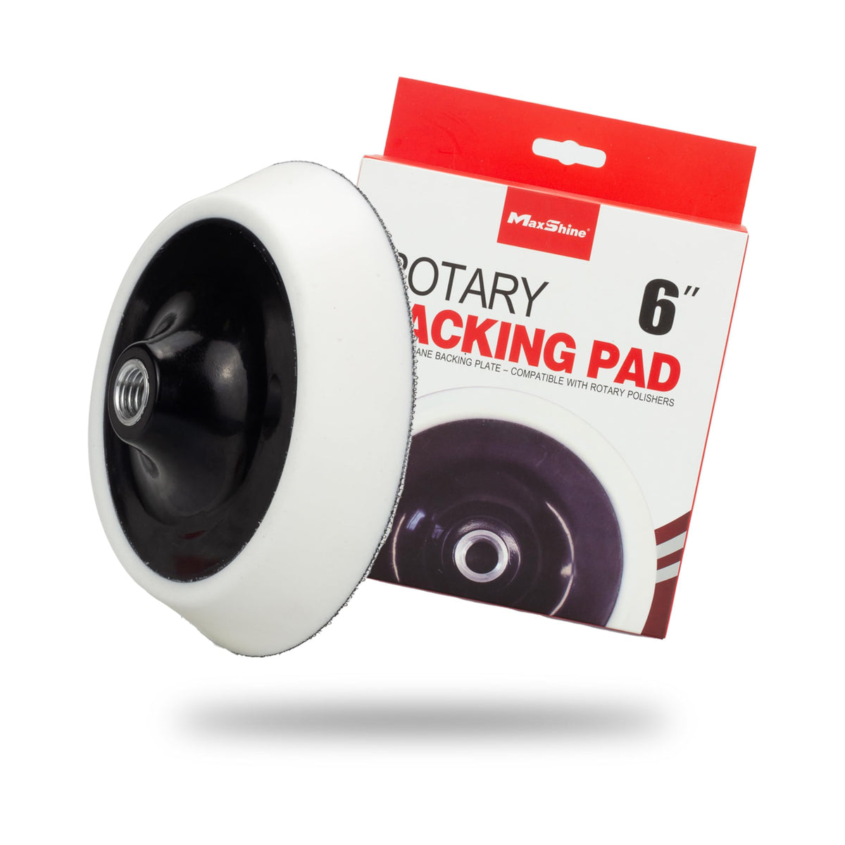 Maxshine front view of 6-inch backing pad showing stable plate and finish benefits