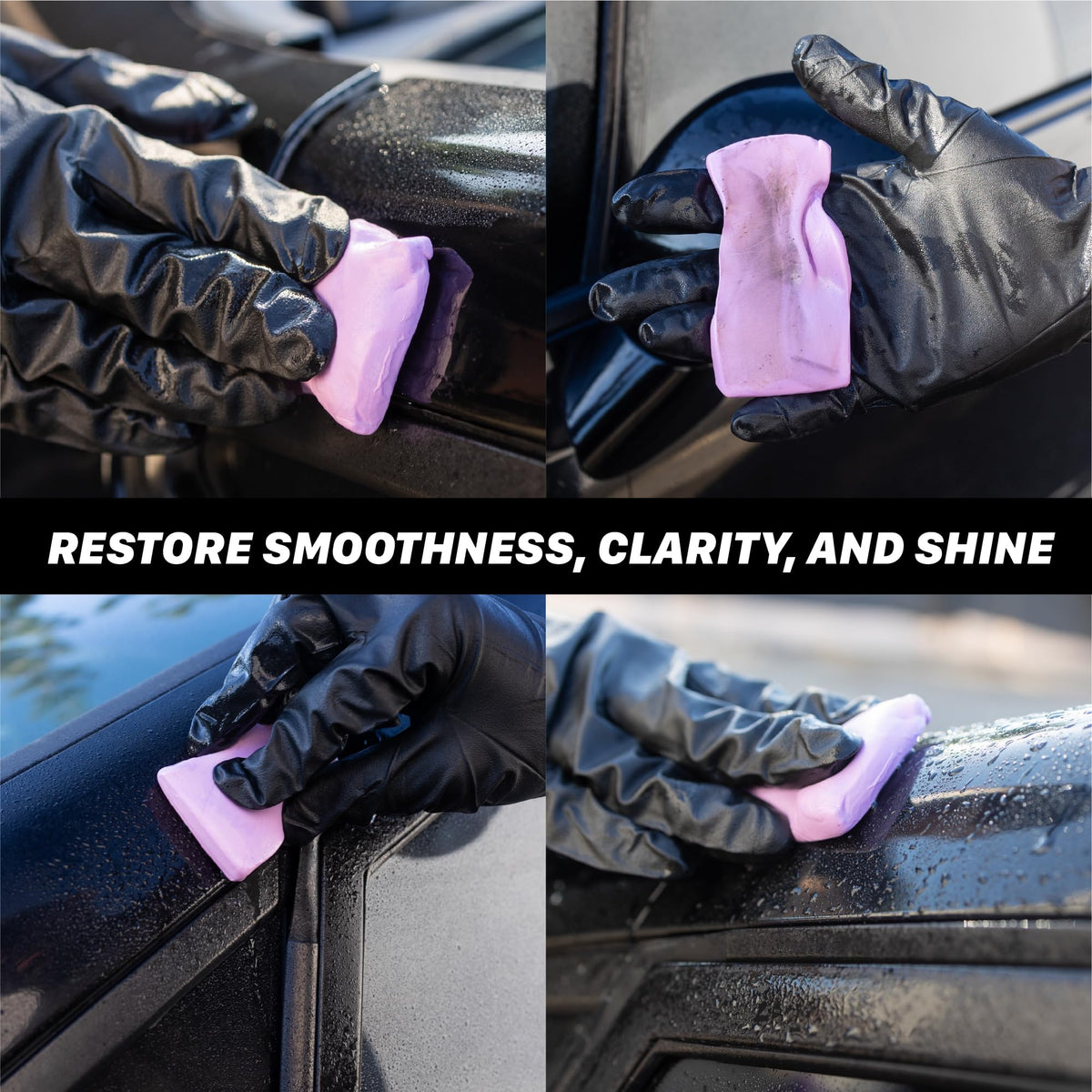 Maxshine clay bars with lubricant bottle in a detailing kit showing ready-to-use, pro results