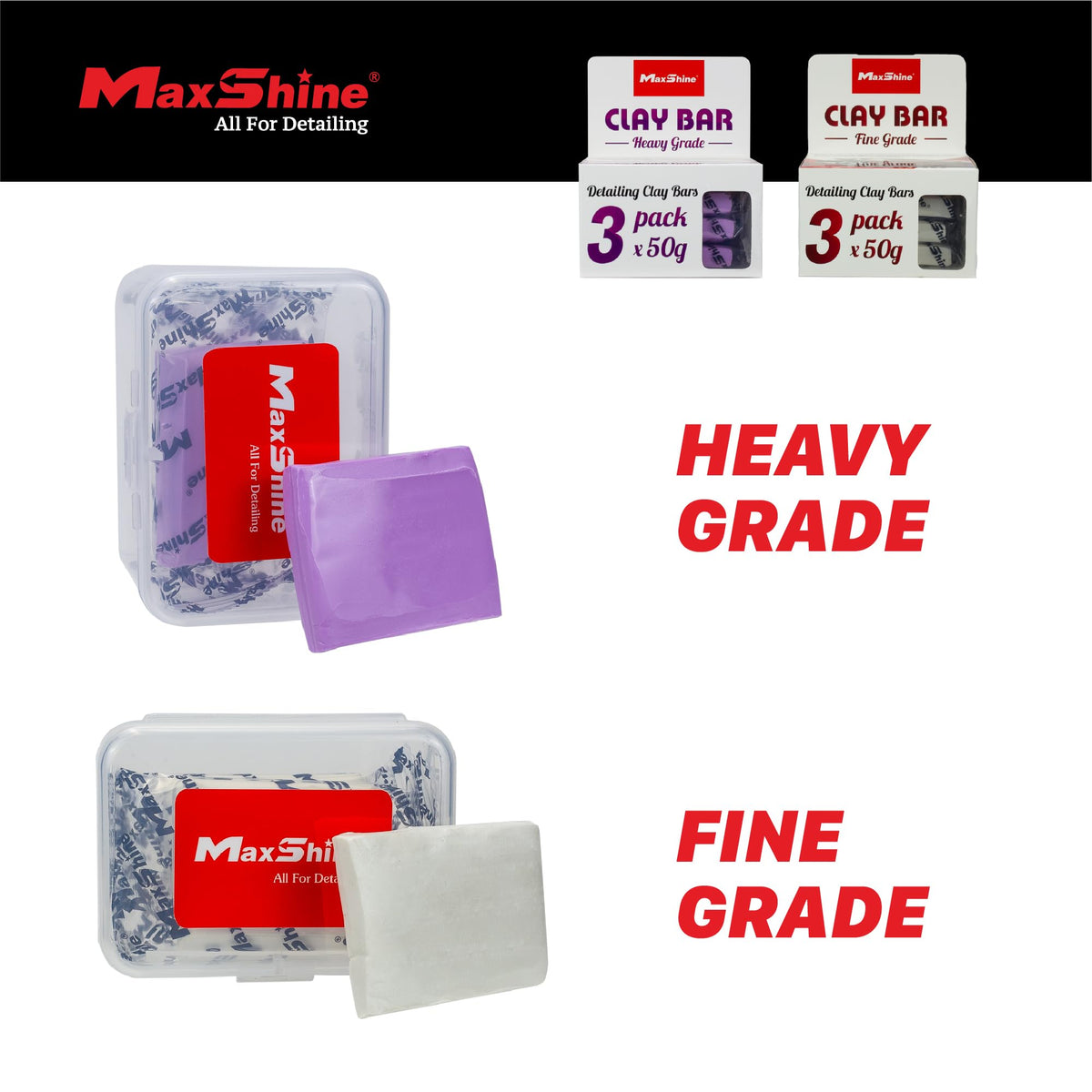 Maxshine clay bar held in hand demonstrating easy molding around curves and tight areas