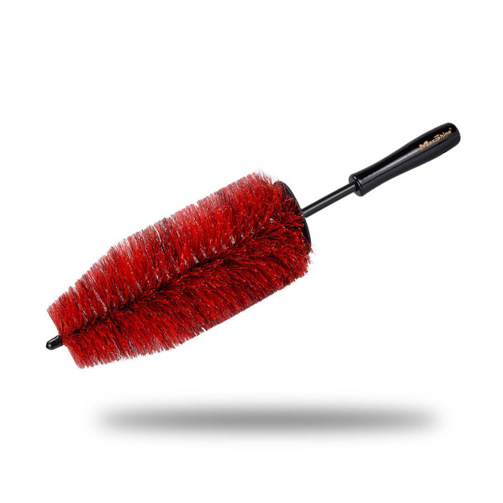 Maxshine front view of wheel brush showing full 10-inch bristle head and grip, gentle cleaning