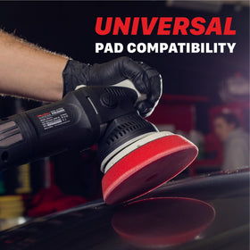 Maxshine M15 Pro in use on car door illustrating efficient swirl removal