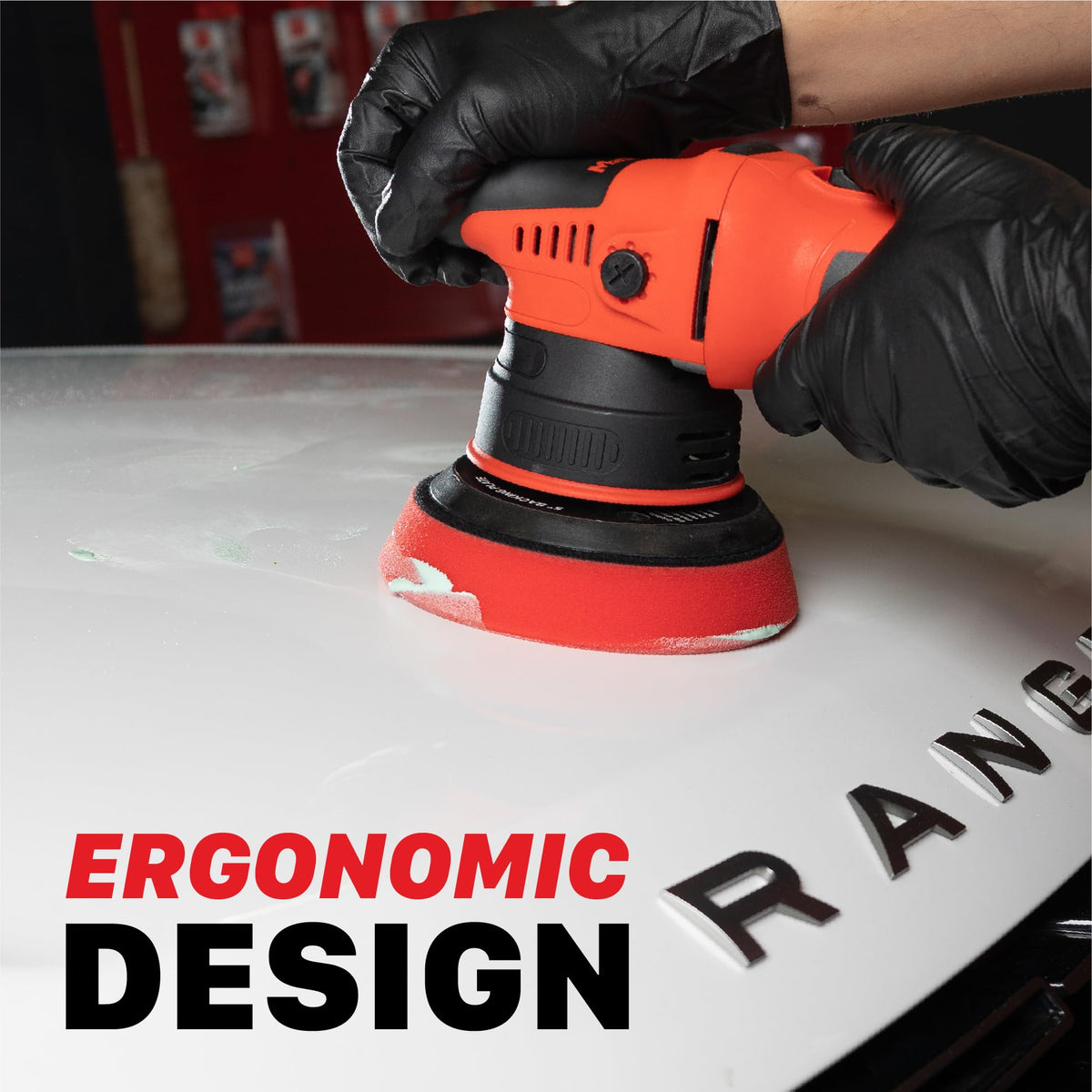 Maxshine M8S V2 in a detailing bay lifestyle shot showing professional-grade finish capability