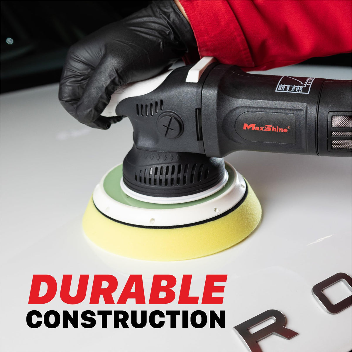 Maxshine mounted on a DA polisher in use for controlled polishing