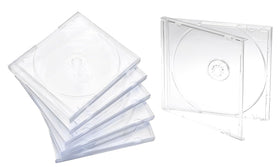 Maxtek front-closed clear jewel case showcasing visible disc artwork and protection