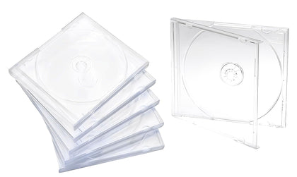 Maxtek front-closed clear jewel case showcasing visible disc artwork and protection