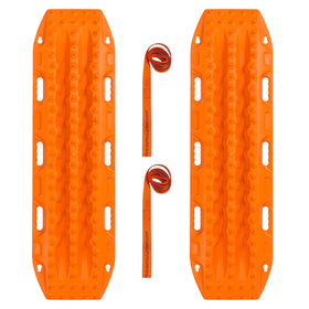 Maxtrax MKII front view showing bright orange board and cleats for quick visibility