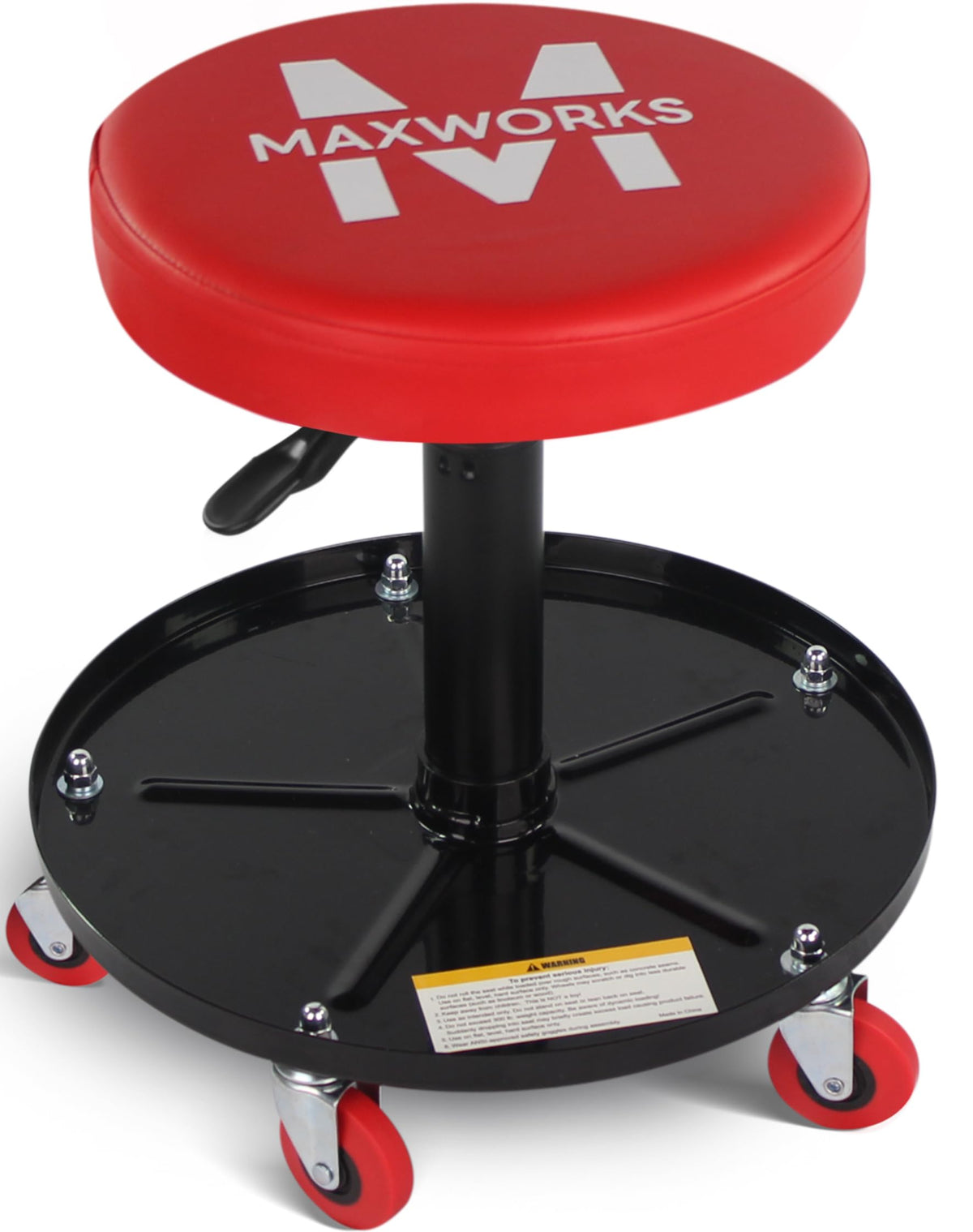 MaxWorks front view of roller seat showing seat and tray, improves workflow