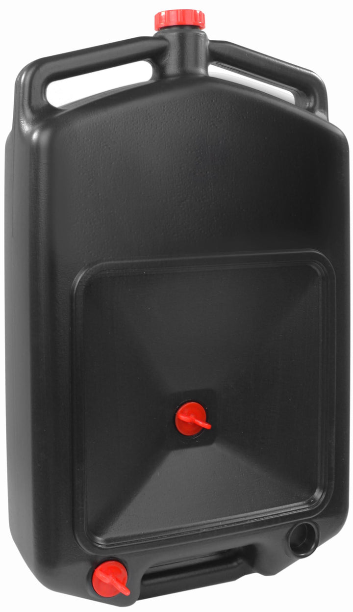 MaxWorks front view showing low-profile oil drain catching fluids cleanly