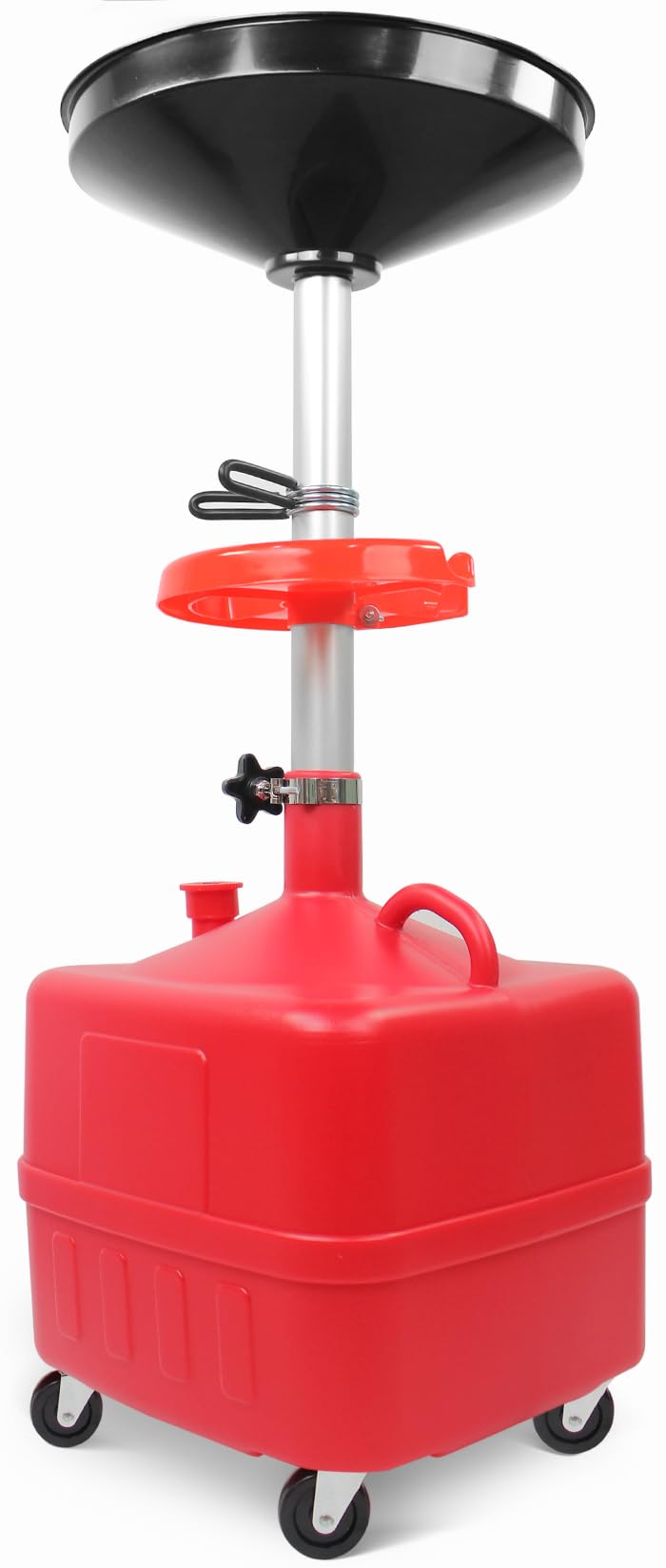 MaxWorks 50964 front view showing translucent tank and casters for clear level monitoring