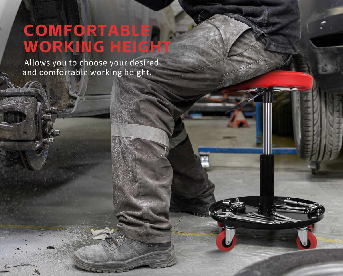 MaxWorks side view of pneumatic lever, enables fast height adjustment benefit