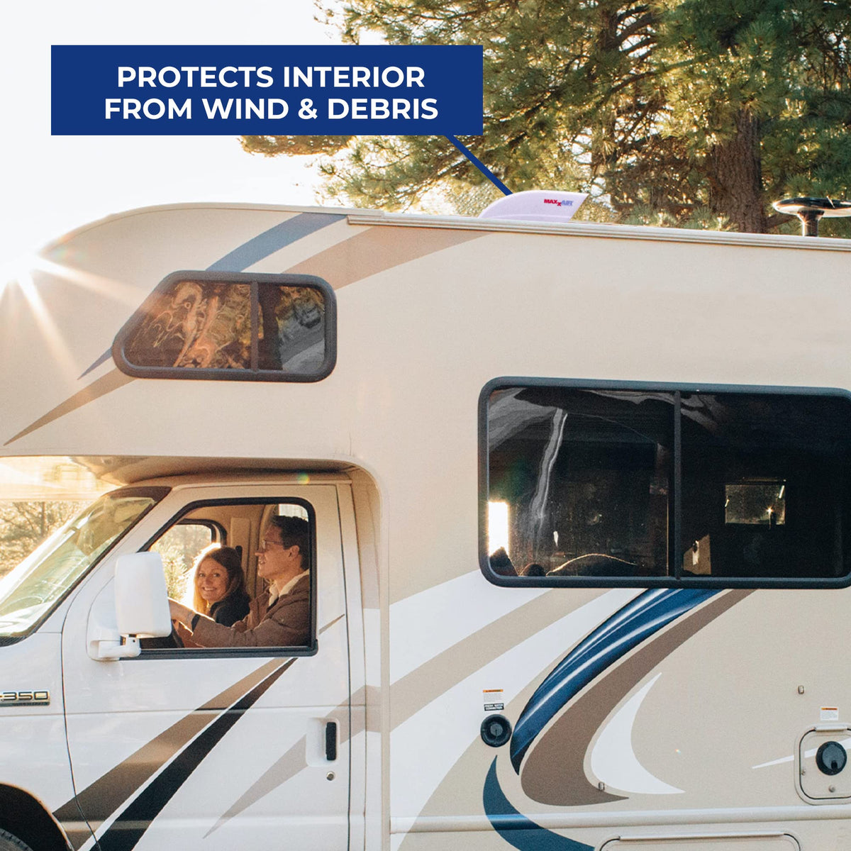MAXXAIR Fanmate internal fan guard protecting interior from debris and contact