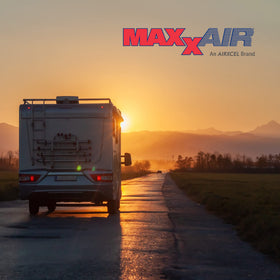 MAXXAIR Fanmate in simulated rain showing effective water shedding protection