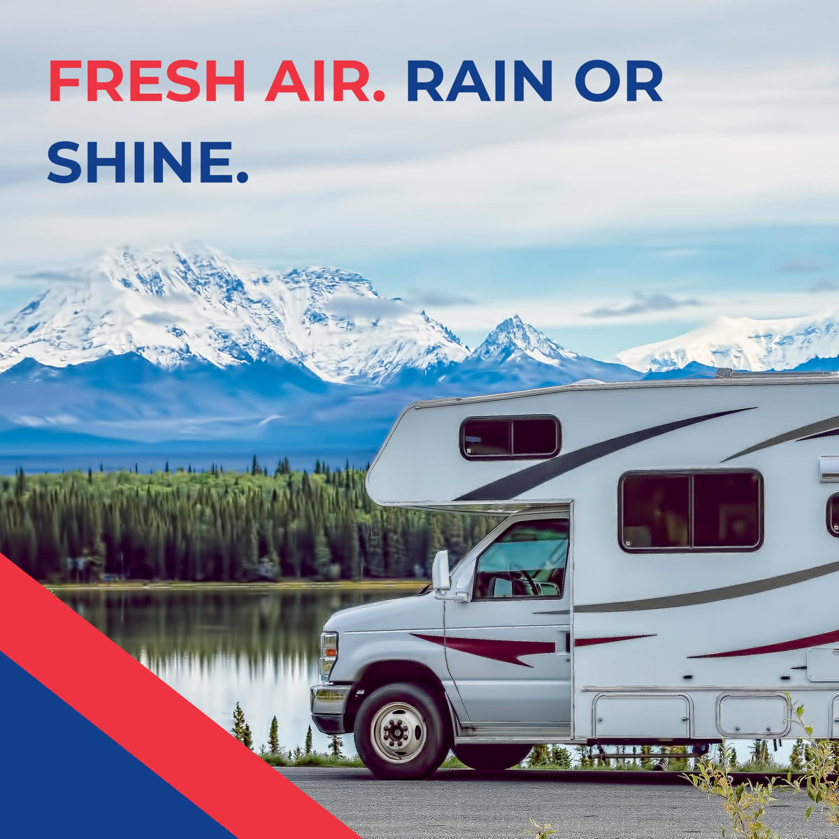MaxxAir Maxxfan Deluxe installed on RV roof demonstrating weatherproof ventilation benefit