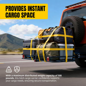 MAXXHAUL carrier mounted on SUV demonstrating scale and extra cargo space