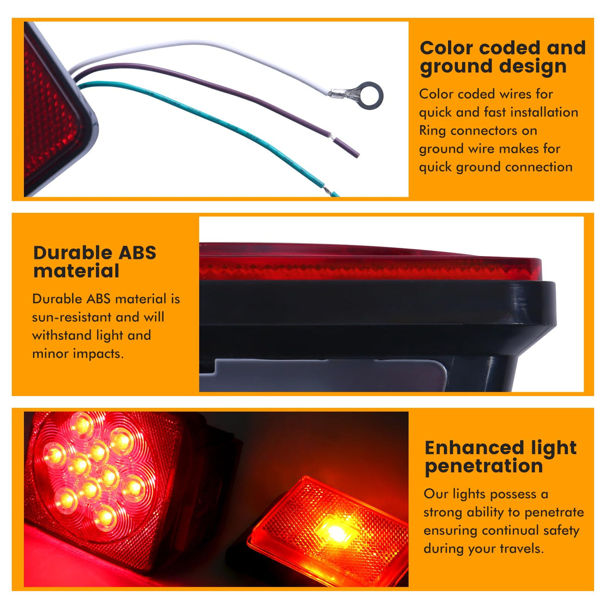 MAXXHAUL lights installed on a boat trailer demonstrating weather resistance