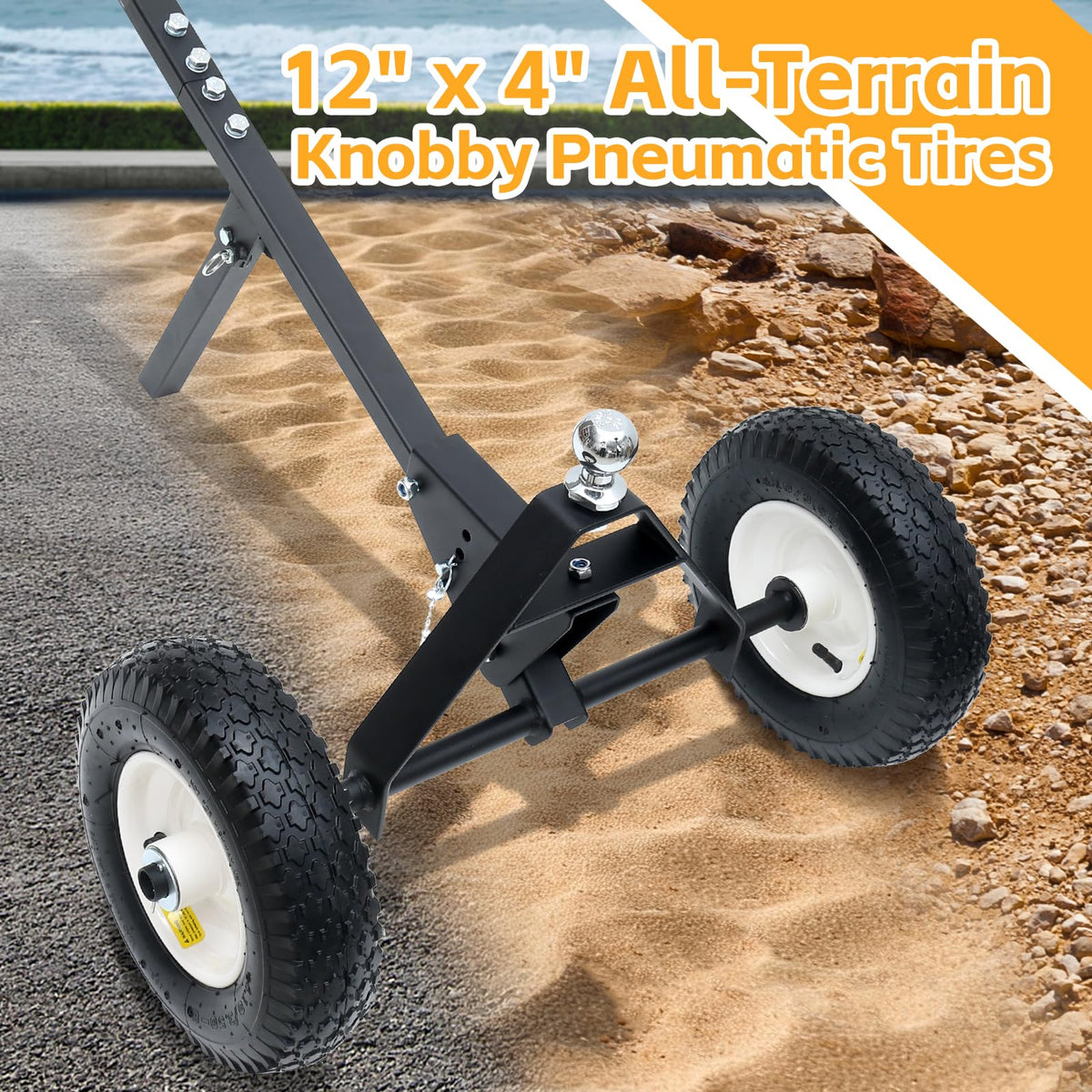 MAXXHAUL 70881 connected to an ATV via clevis demonstrating quick towing benefit