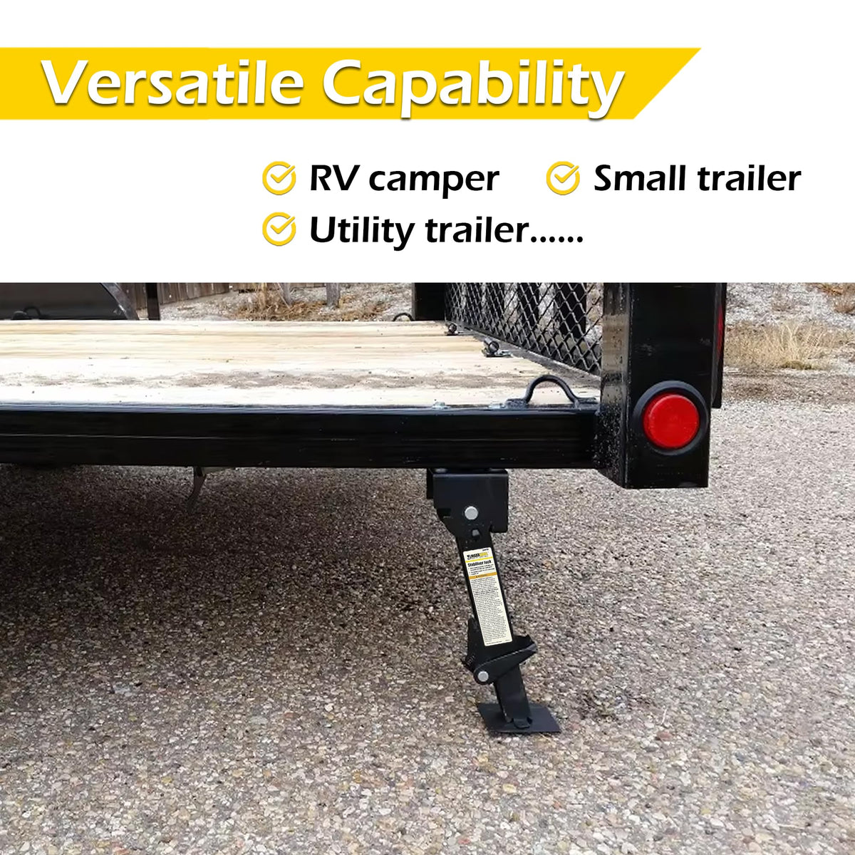 MAXXHAUL collapsed jack tucked under trailer demonstrating compact storage benefit