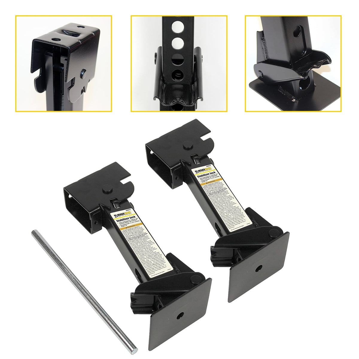MAXXHAUL extended leg next to ruler showing height range and reliable stabilization