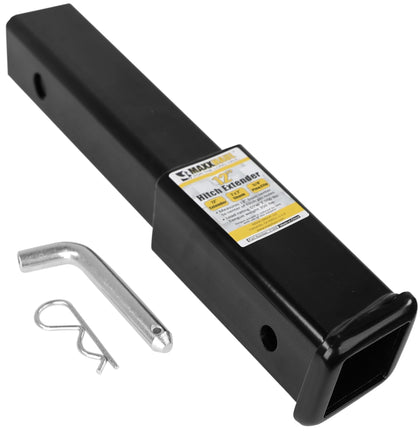 MaxxHaul front view of 12 inch hitch extension showing fit and clearance benefit