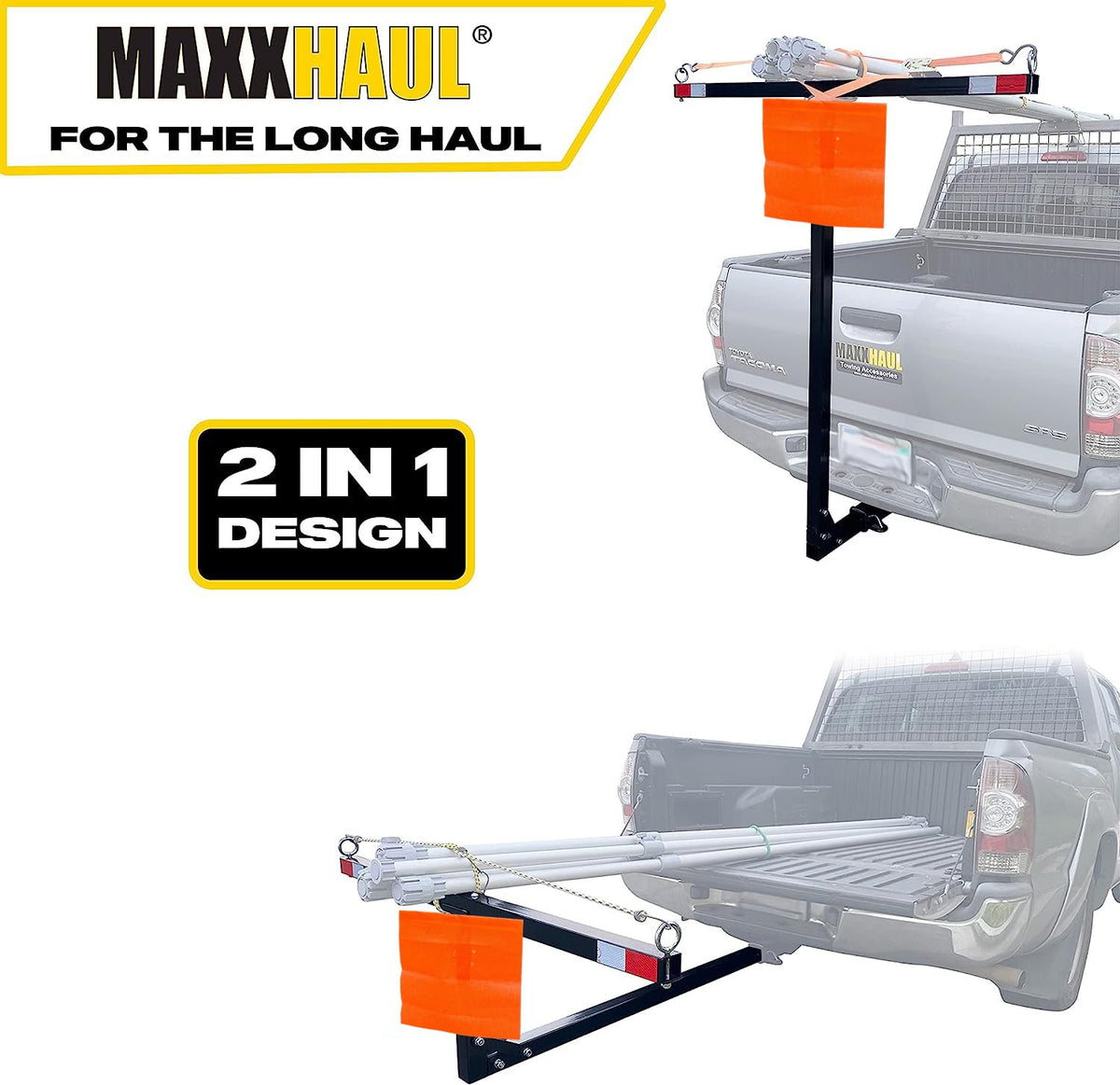 MAXXHAUL hitch insertion close-up showing secure fit and easy installation benefit