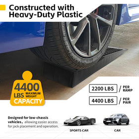 MAXXHAUL ramps in use under a low-clearance car enabling safer access to underside