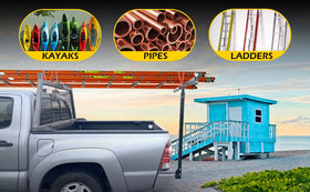 MAXXHAUL loaded with lumber and kayak showing hauling capacity and versatility benefit