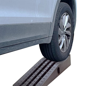 MAXXHAUL ramps in use with car driven onto ramps providing lifted undercarriage access