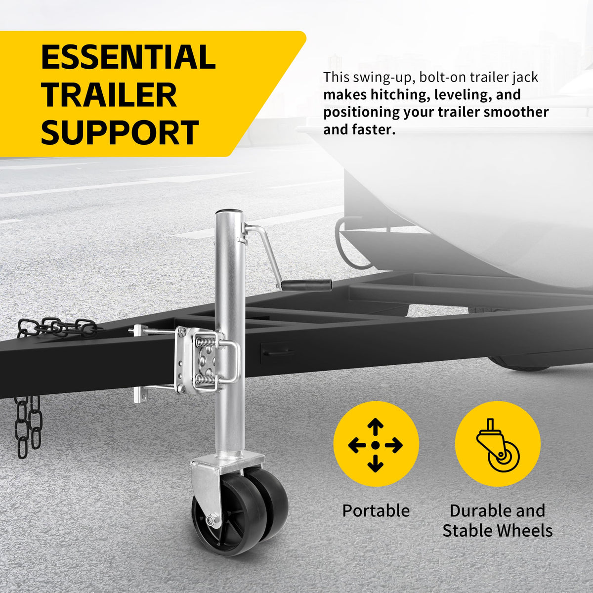MAXXHAUL side wind handle and swing-back bracket detail for easier cranking and stowing