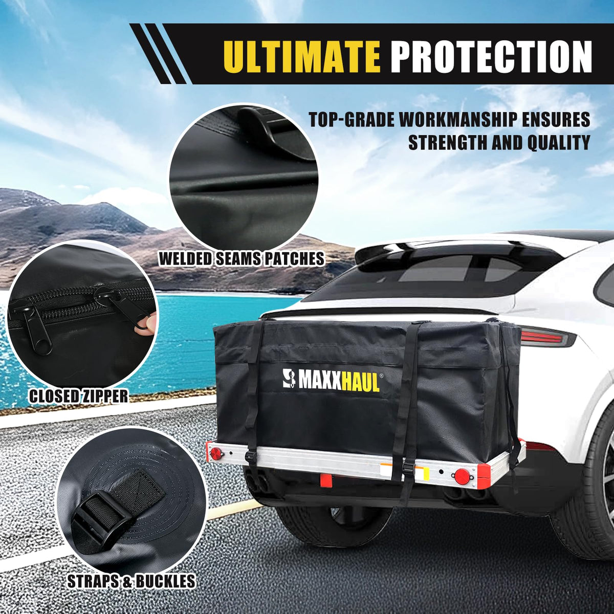 MAXXHAUL heavy-duty zipper with large holes for padlock security