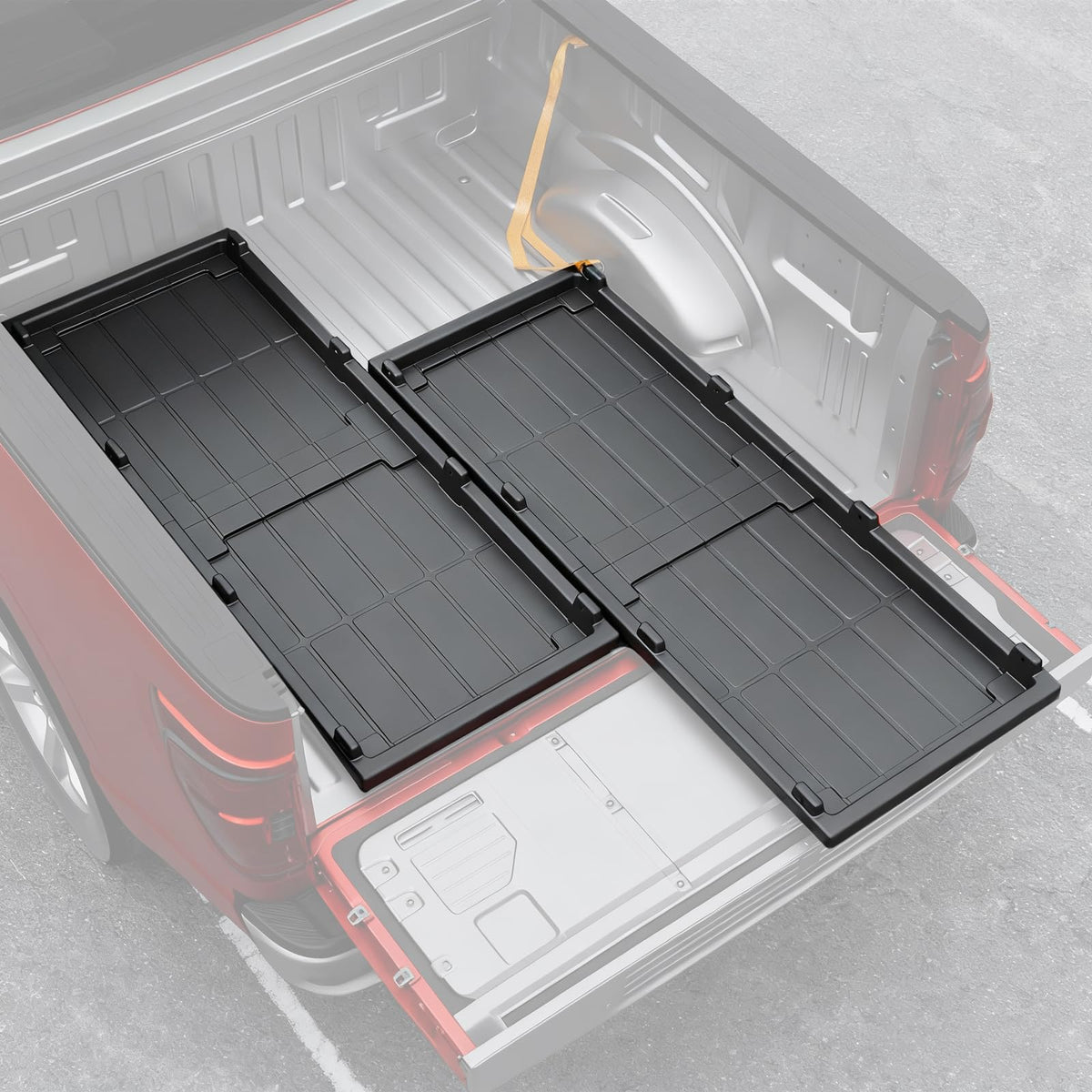Maxzina front view of installed slide-out tray showing organized storage benefit