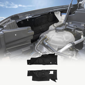 Maxzina front view under hood liners showing neat engine bay finish and noise reduction