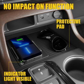 Maxzina mat installed in console with phone demonstrating secure hold