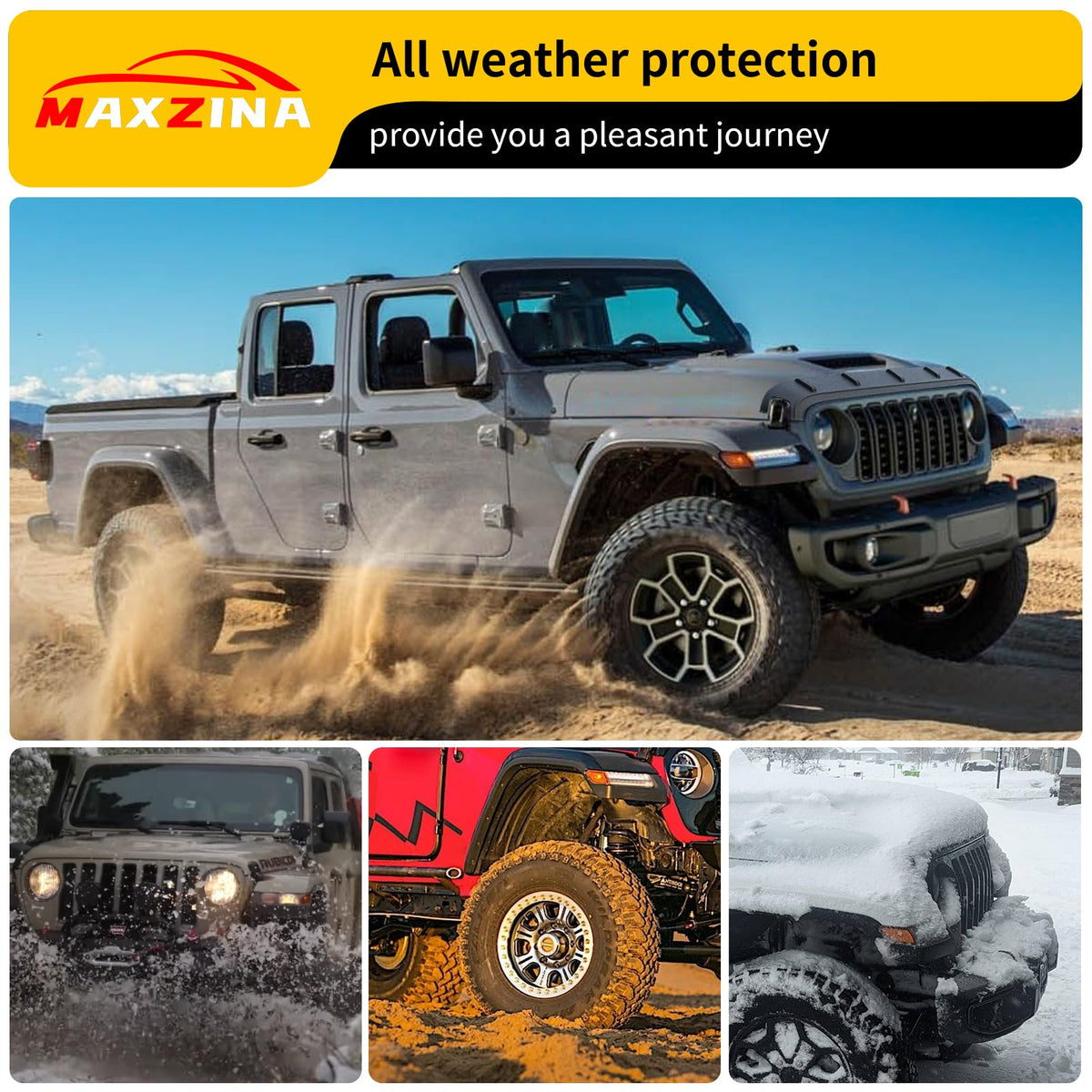 Maxzina lifestyle shot on Wrangler JL driving showing debris deflection