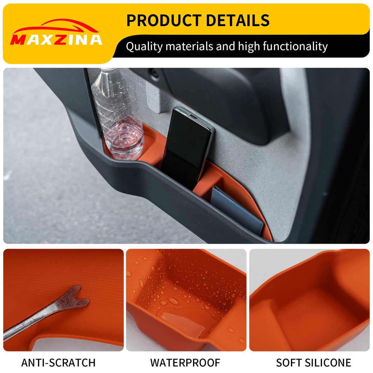 Maxzina lifestyle shot in car interior enhancing organization and style