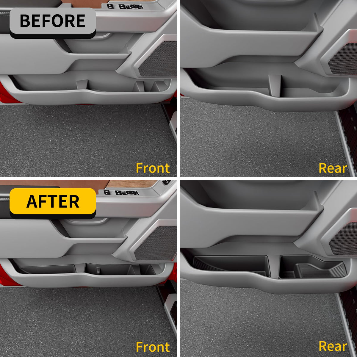Maxzina lifestyle interior shot showing tidy F150 doors and cleaner cabin
