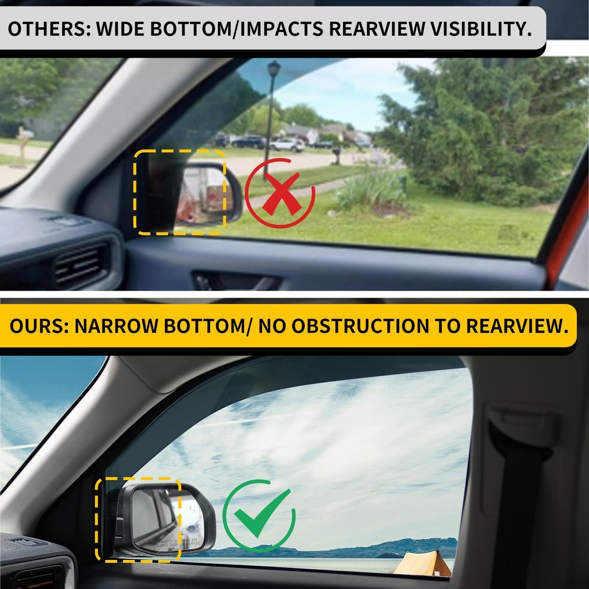 Maxzina rear driver-side visor close-up highlighting secure fit advantage