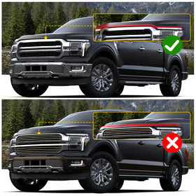 Maxzina side profile showing flush fit with Ford F150 curved hood benefit