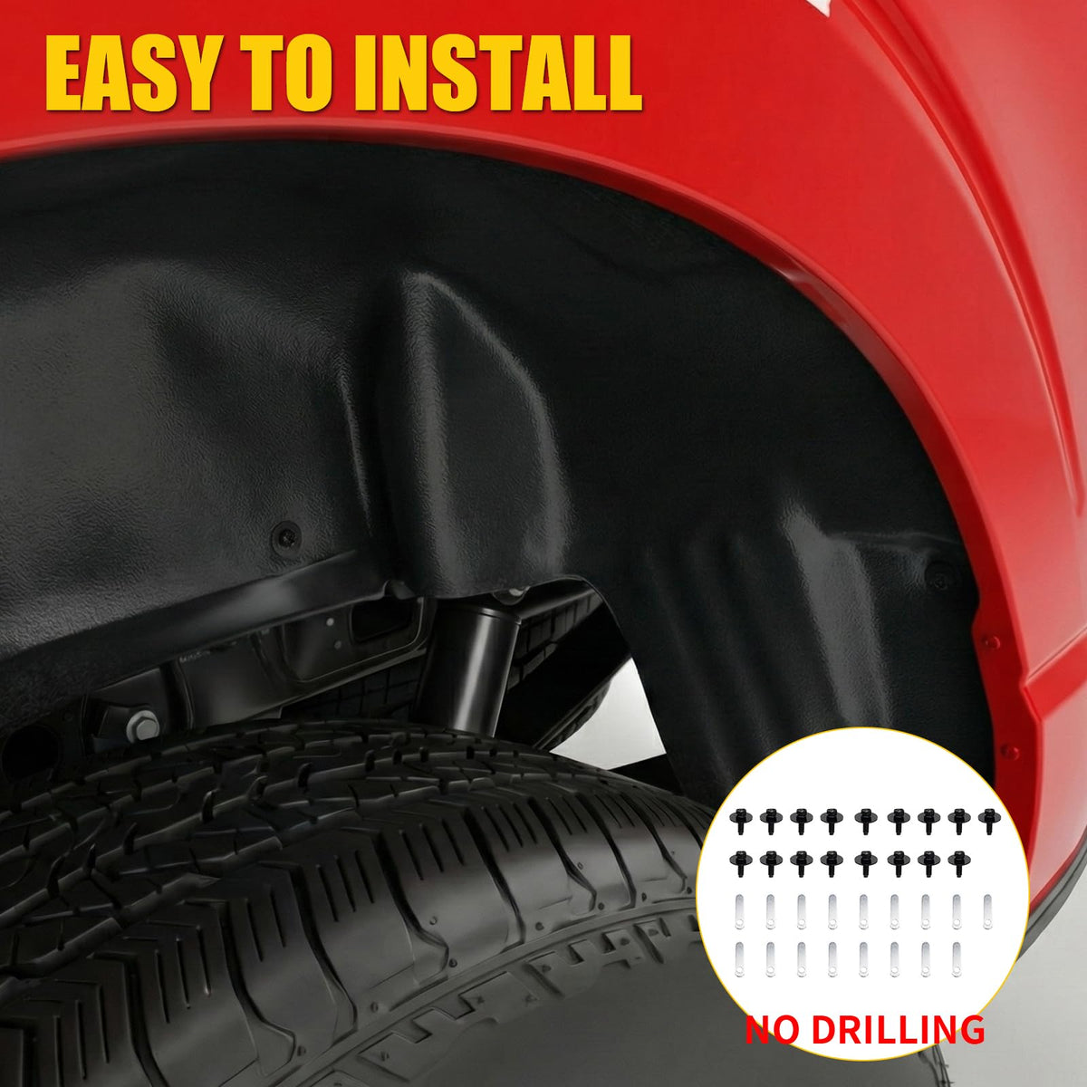 Maxzina liner beside tire showing scale for accurate fit and coverage benefit